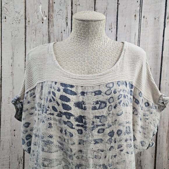 Women's 2X Lungo L'Arno Italy 100% Linen Short Sleeve Shirt Top Tee Blouse EUC - Picture 2 of 9